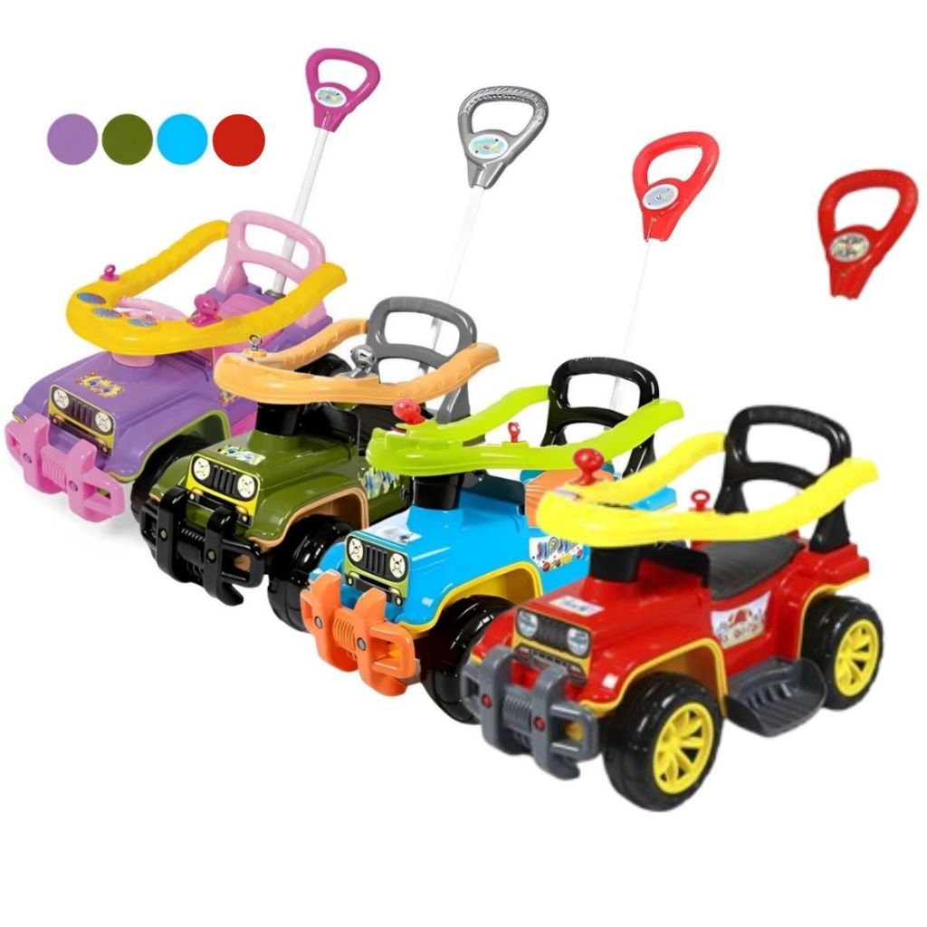 Carrinho de Passeio Infantil Quadriciclo Jip Som Empurrador Andador Brinquedo Interativo Bebes Crian