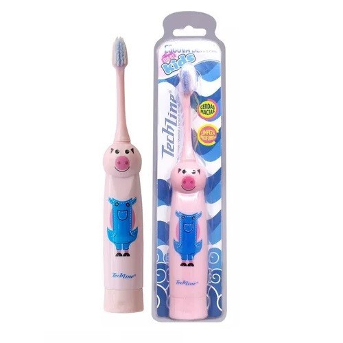 Escova Dental Elétrica Infantil Porquinho  Techli