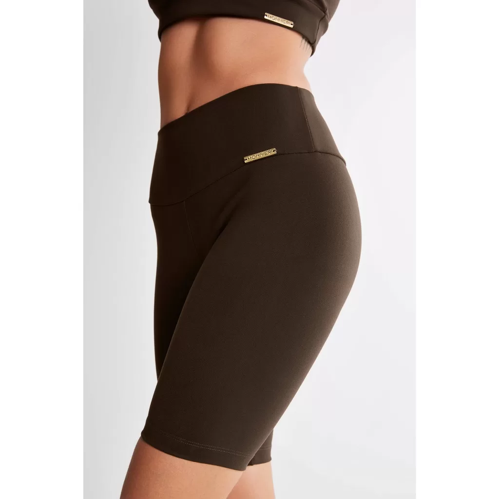 Bermuda Feminina Lisa Marrom Suplex Moda Fitness Ciclista Não Transparente Cintura Alta Plus Size Ac