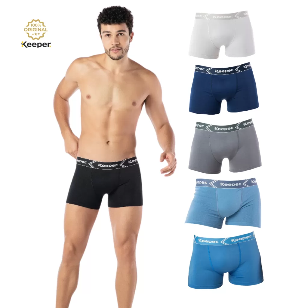Kit 6 Cuecas Boxer Básica Microfibra com Elástico – Keeper