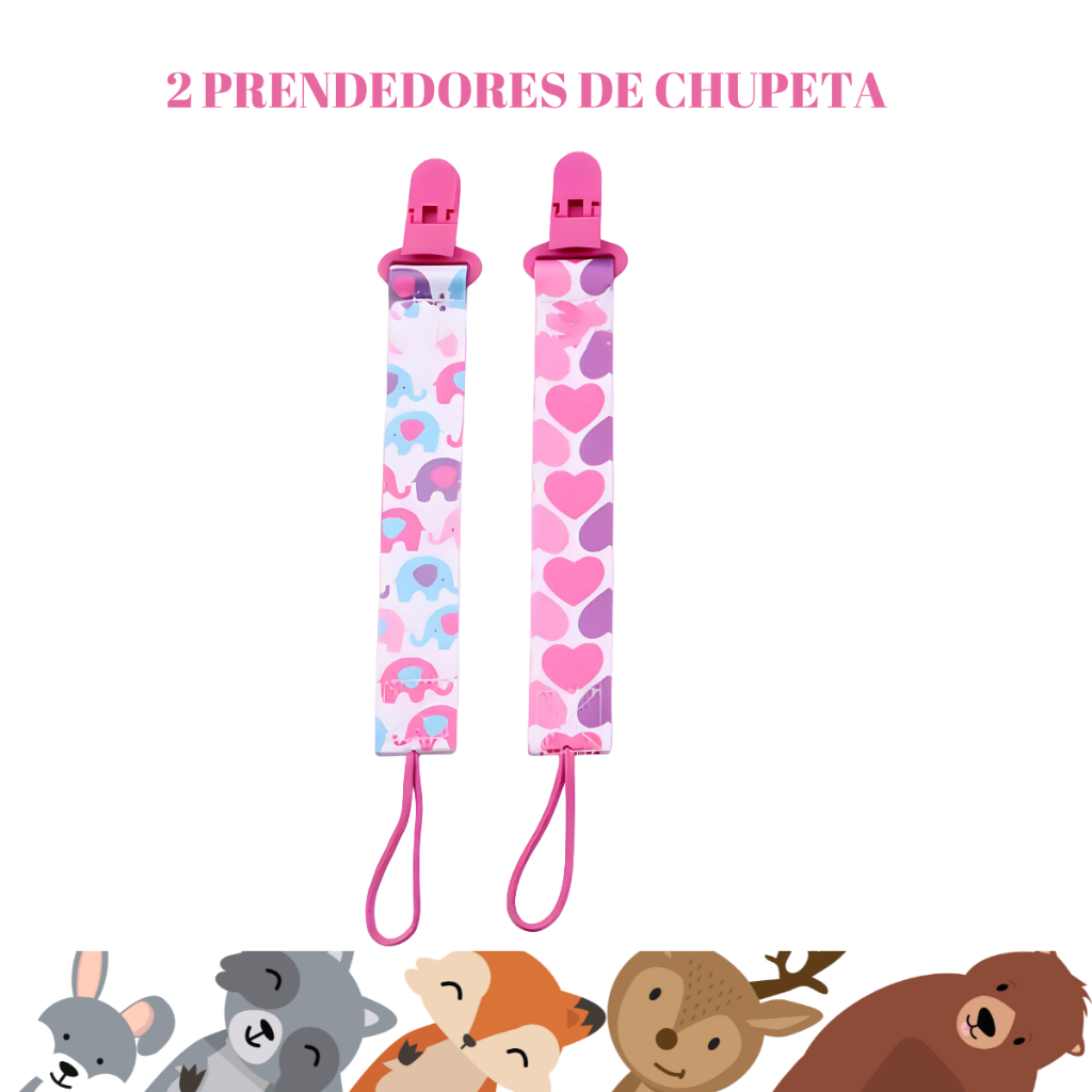 Kit Com 2 Prendedores De Chupetas Bico Para Menino E Menina