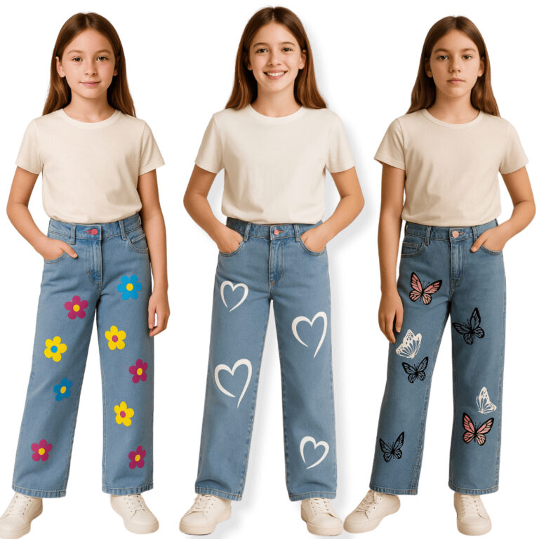 Calça Jeans Infantil Wide Leg Feminina Estilosa 4