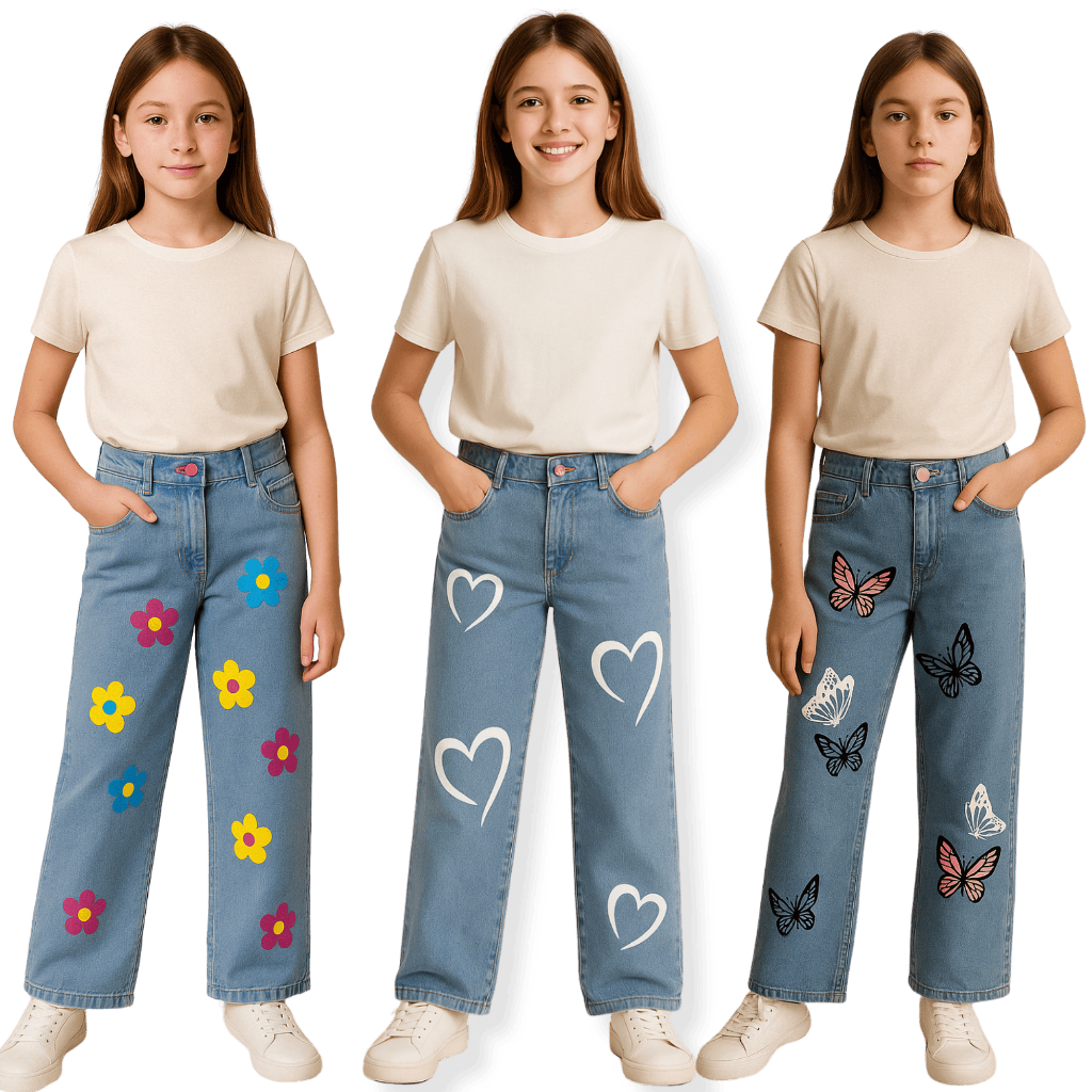 Calça Jeans Infantil Wide Leg Feminina Estilosa 4 ao 16 c/ Elástico Barra Larga Moda Blogueirinha