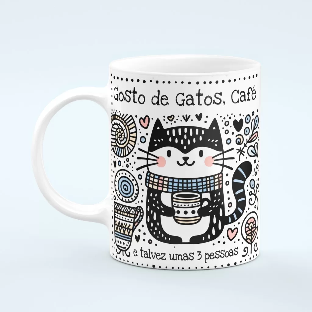 CANECA GATO GOSTO DE GATOS E CAFÉ