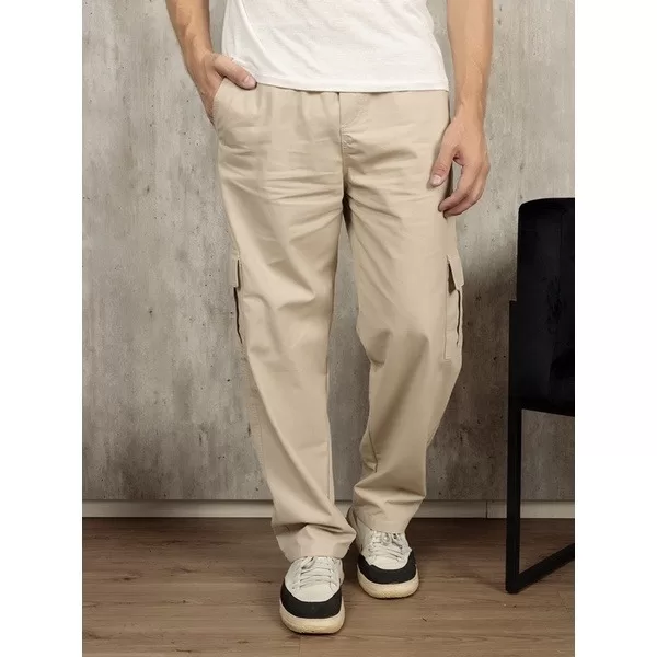 Calça cargo masculina sarja boca larga estilo sur