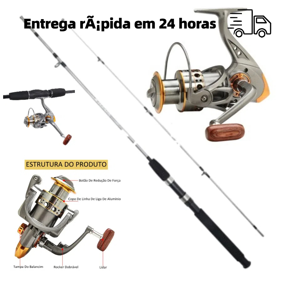 vara de pesca Joyfox  Vara Molinete1,8m + Carretel Molinete Dc7000 12+1 Rolamentos