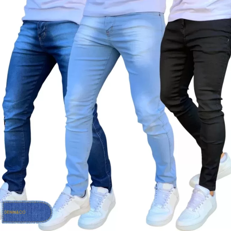Kit 3 Calça Jeans Skinny Masculina Com Lycra Esti