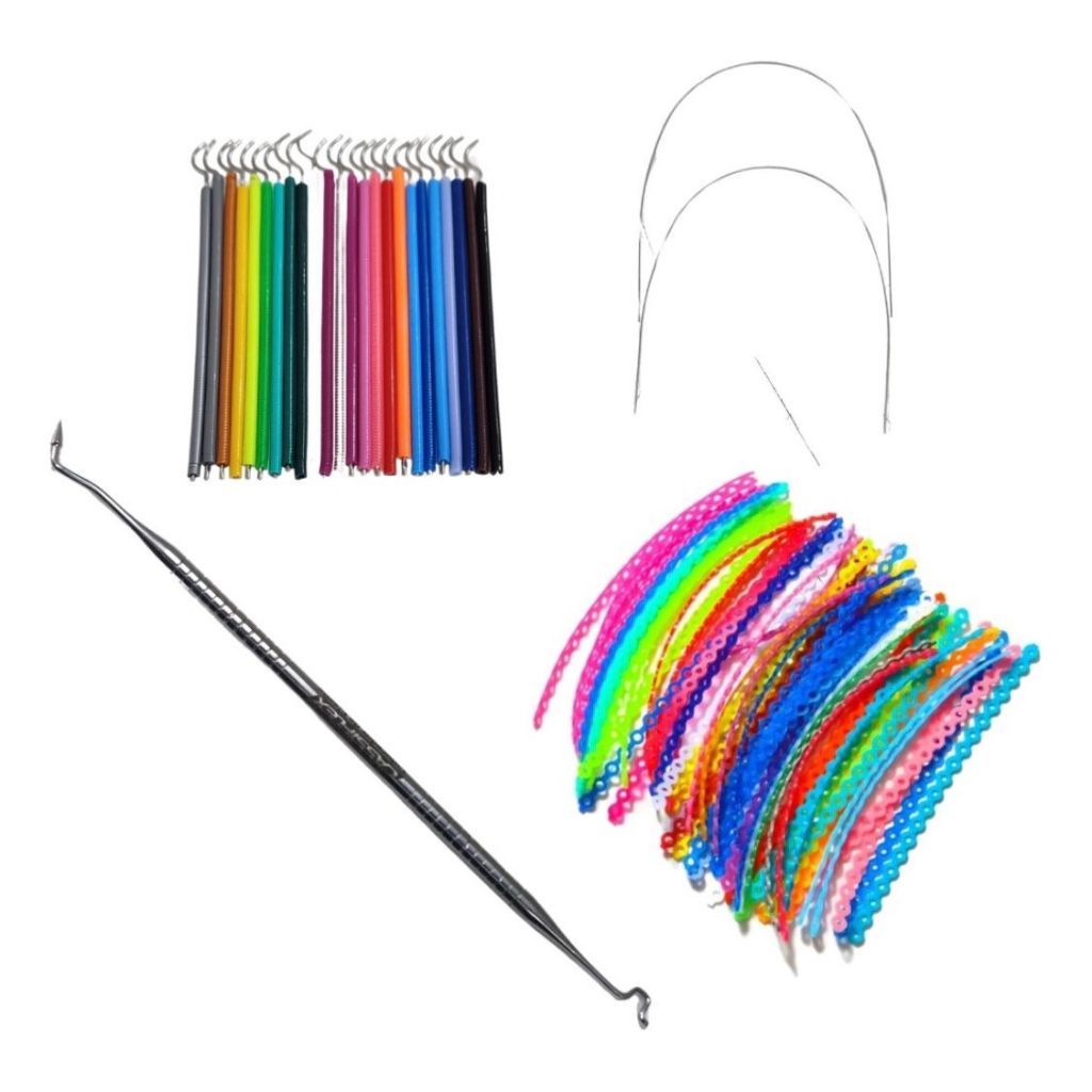 kit 500 Borrachinhas Aparelho +10 Trançada + Aplicador+2 Fios