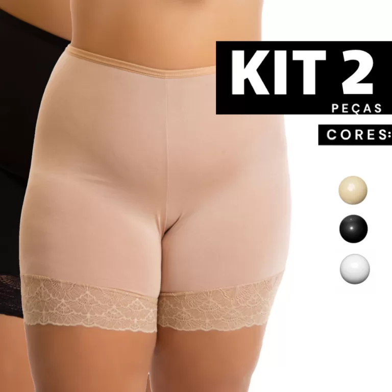 Kit 2/1 Short Anágua Plus Size SegundaPeleLiso Re