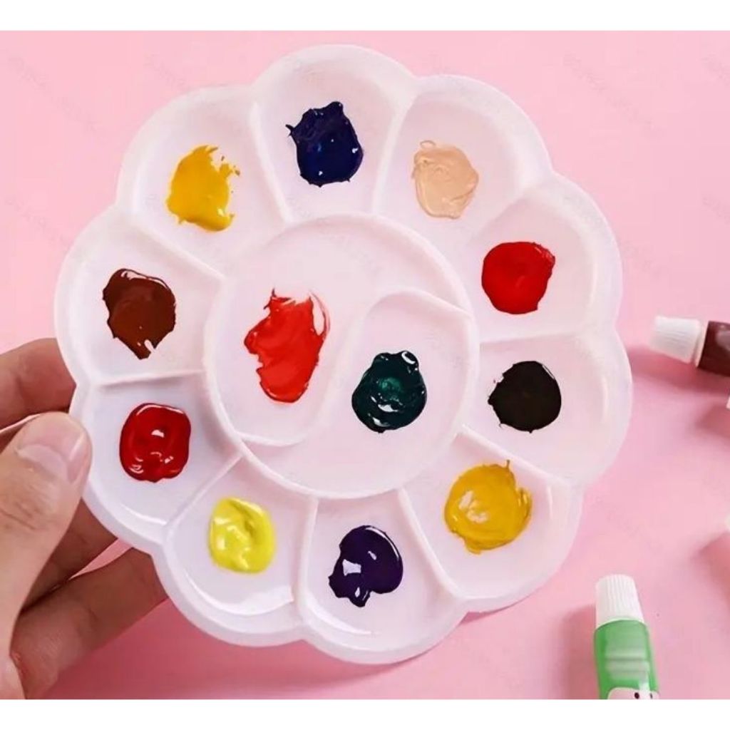 Paleta de Tinta Godê Flor Para Pintura 12 Cavidades Plástico