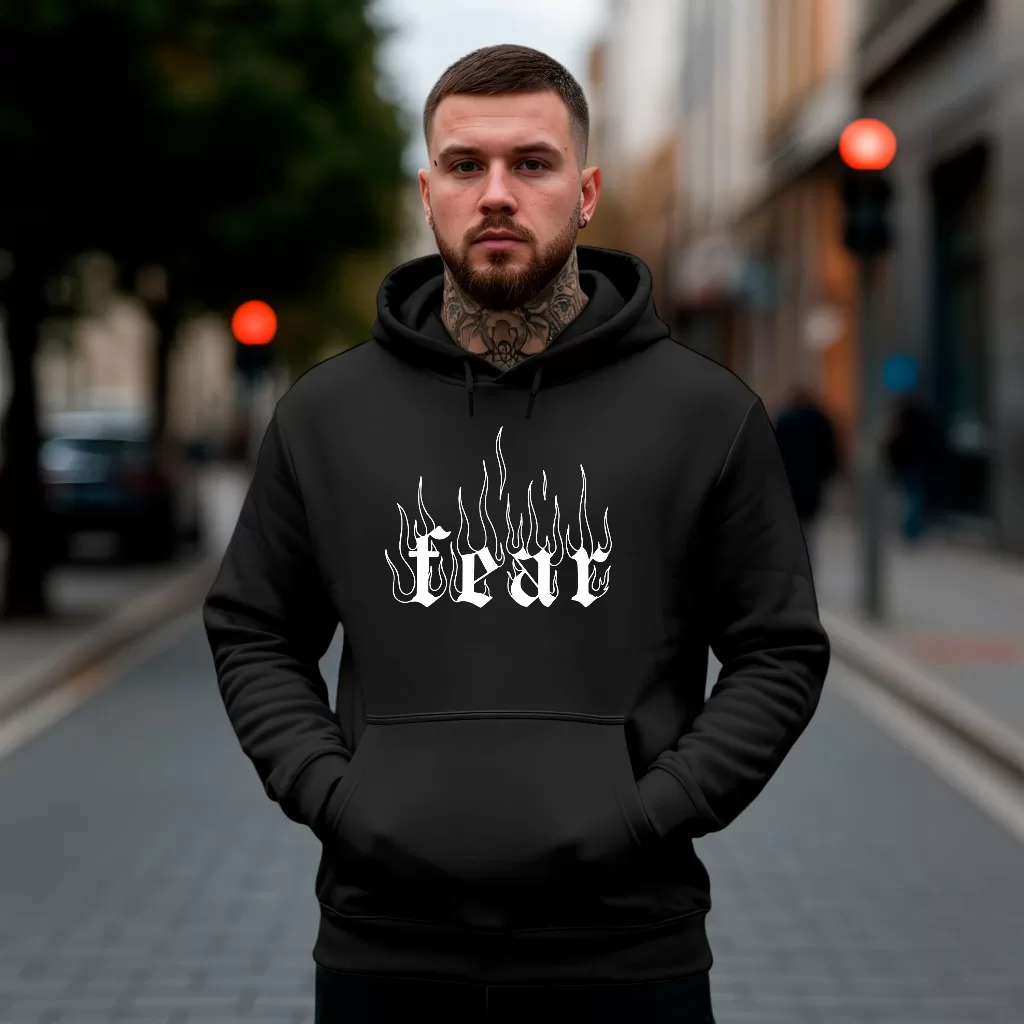 Blusa de Frio Moletom Cangurau Masculino Streetwear Skatista Oversized Frase Tumblr Fogo Estampado