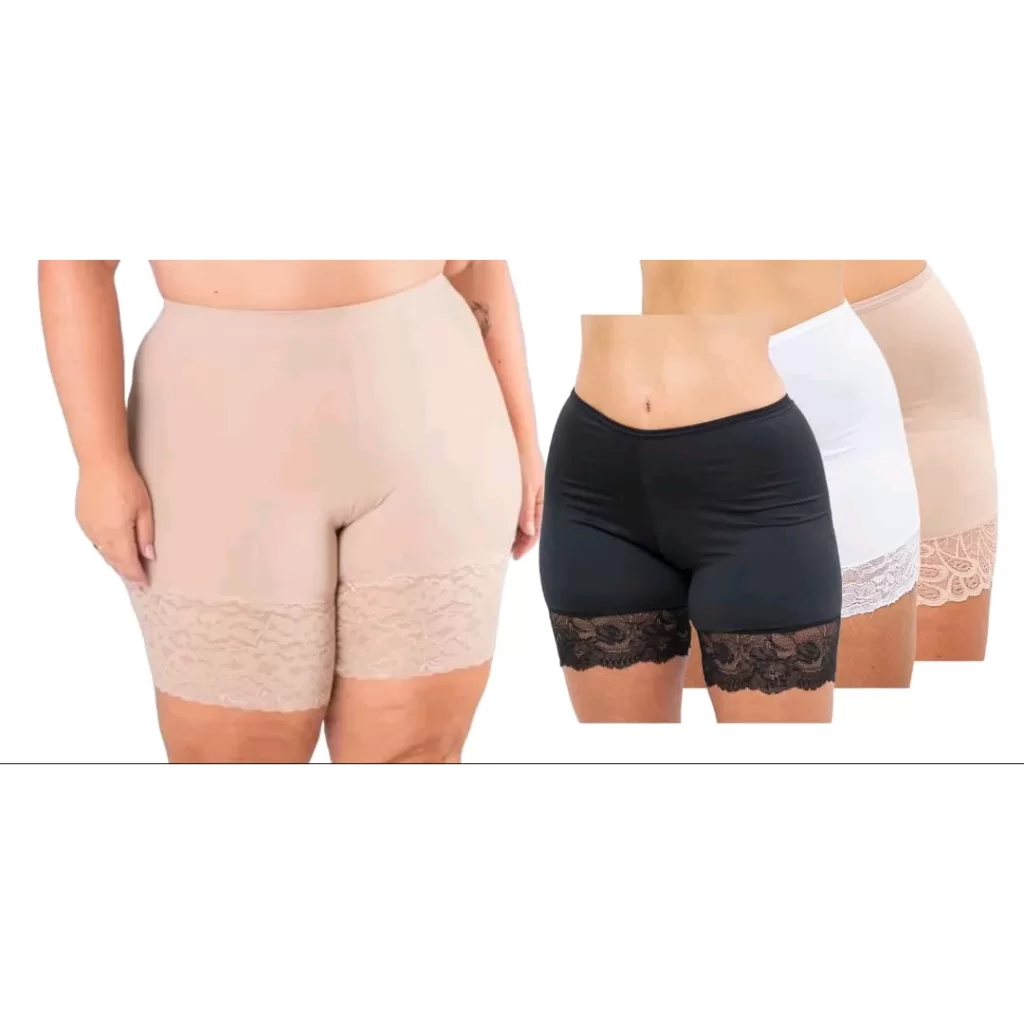 KIT 02 Short Anágua Plus Size Detalhe em Renda 48/50/52/54 Shortinho Segunda Pele Lingerie Saia Vest