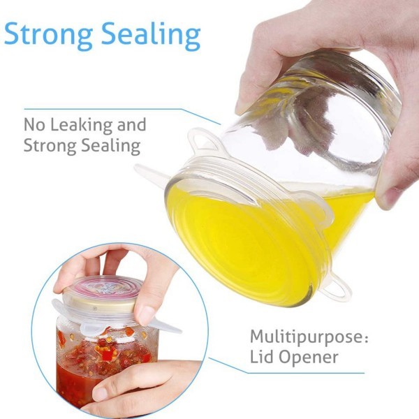 6 Peças Tampas Panela Silicone Universal Reutiliz