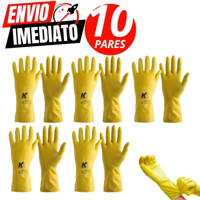Kit 10 Pares Luva De Latex Amarela Multiuso Forrad