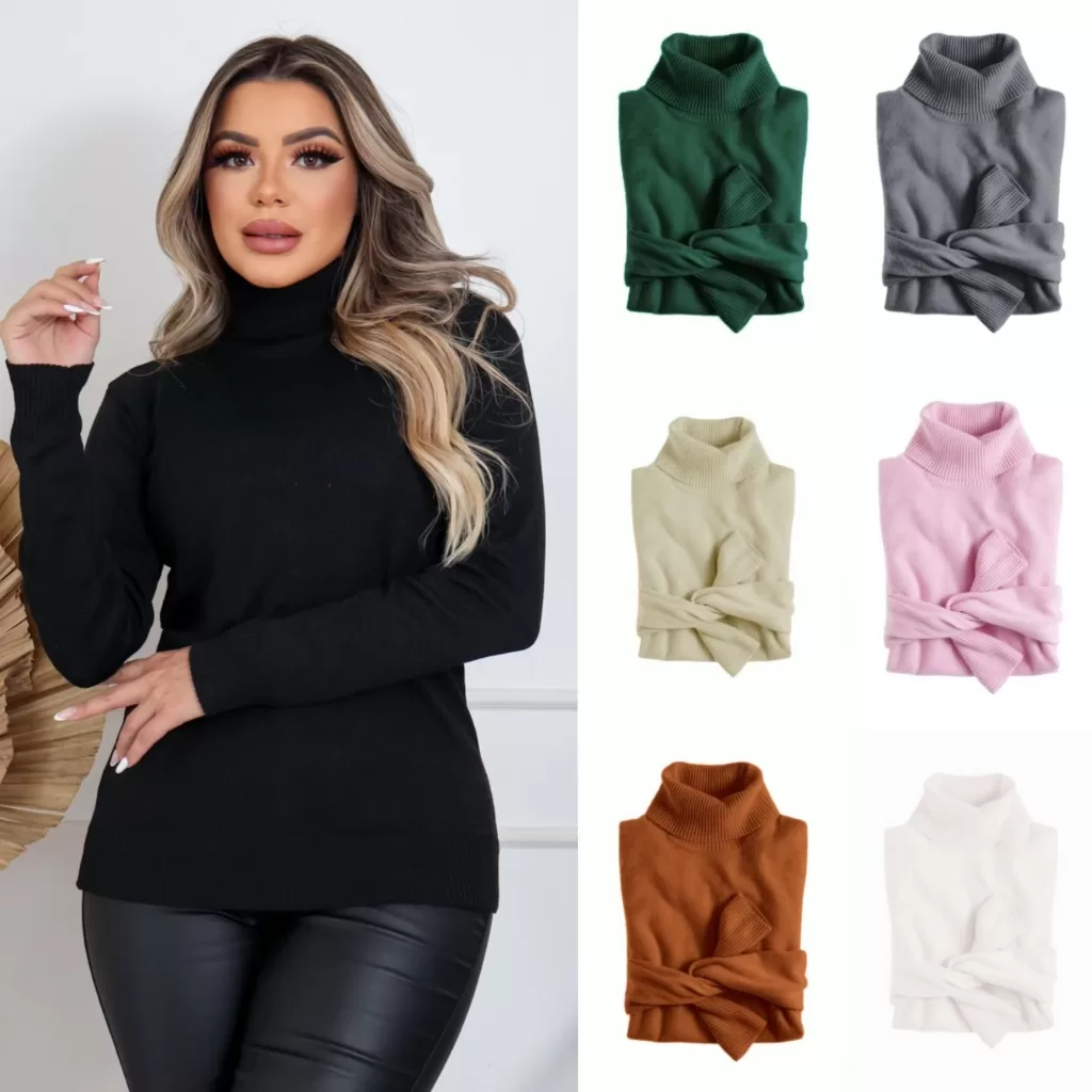 ZAVA Tricot Manga Comprida Cacharrel Blusa de Frio com elastano