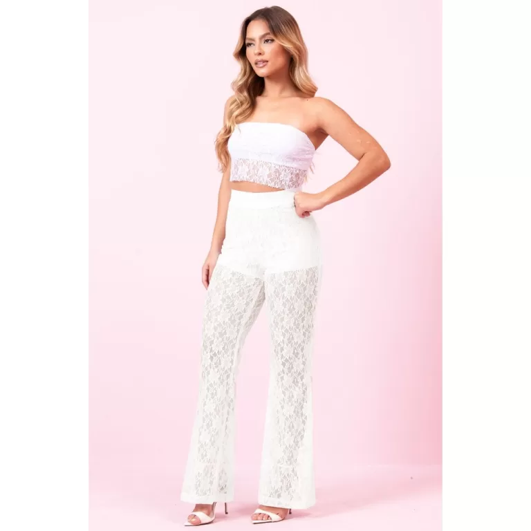 Calça Feminina Pantalona Casual Renda Planet Girl