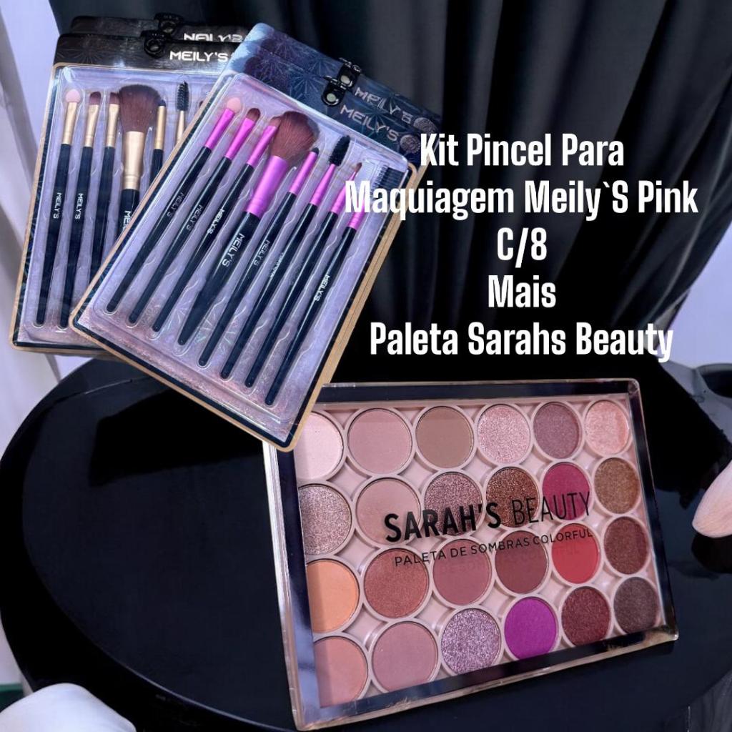Kit de Maquiagem MeilyS (8 Pincéis) + Paleta de Sombras Sarahs Beauty