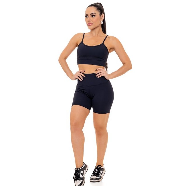 Conjunto Bermuda Básica Fitness em Poliamida Pret