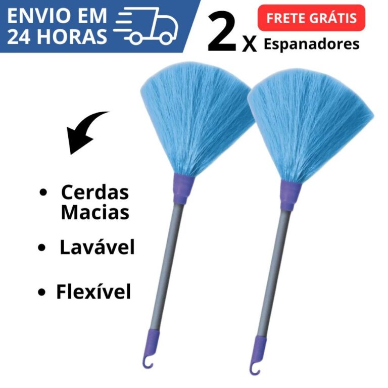 Kit 2 Espanadores Pó Fibra 36 Cm Limpa Poeira Mov