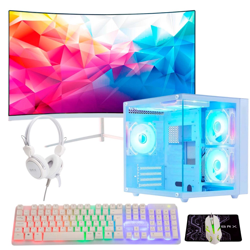 Pc Gamer Completo Aquário Intel core I7 3. , 16gb Ram, 480ssd, Placa de Video 4gb Tela 23 curva wifi