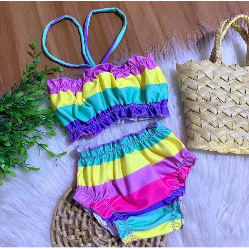 Biquine baby arco íris veste 3 a 6 meses