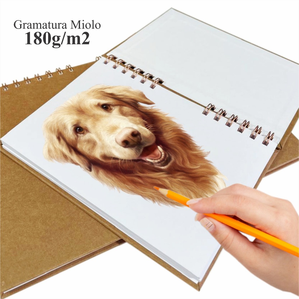Caderno de Desenho Sketchbook  profissional Alta gramatura Capa Dura Espiralado A5 A4 A3 Arte e Dese