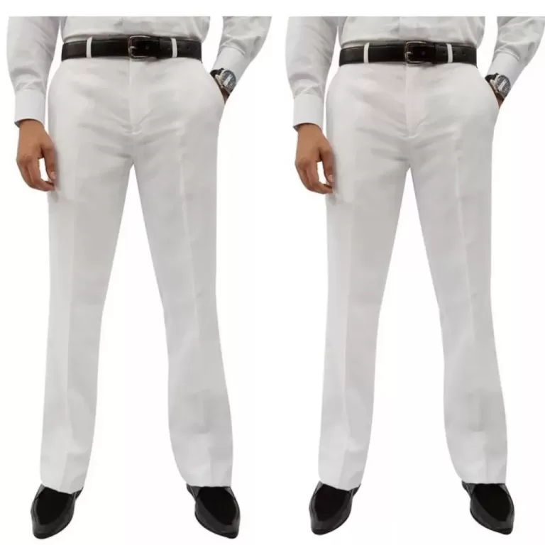 Kit 2 Calça Social Masculina Branca Oxford –
