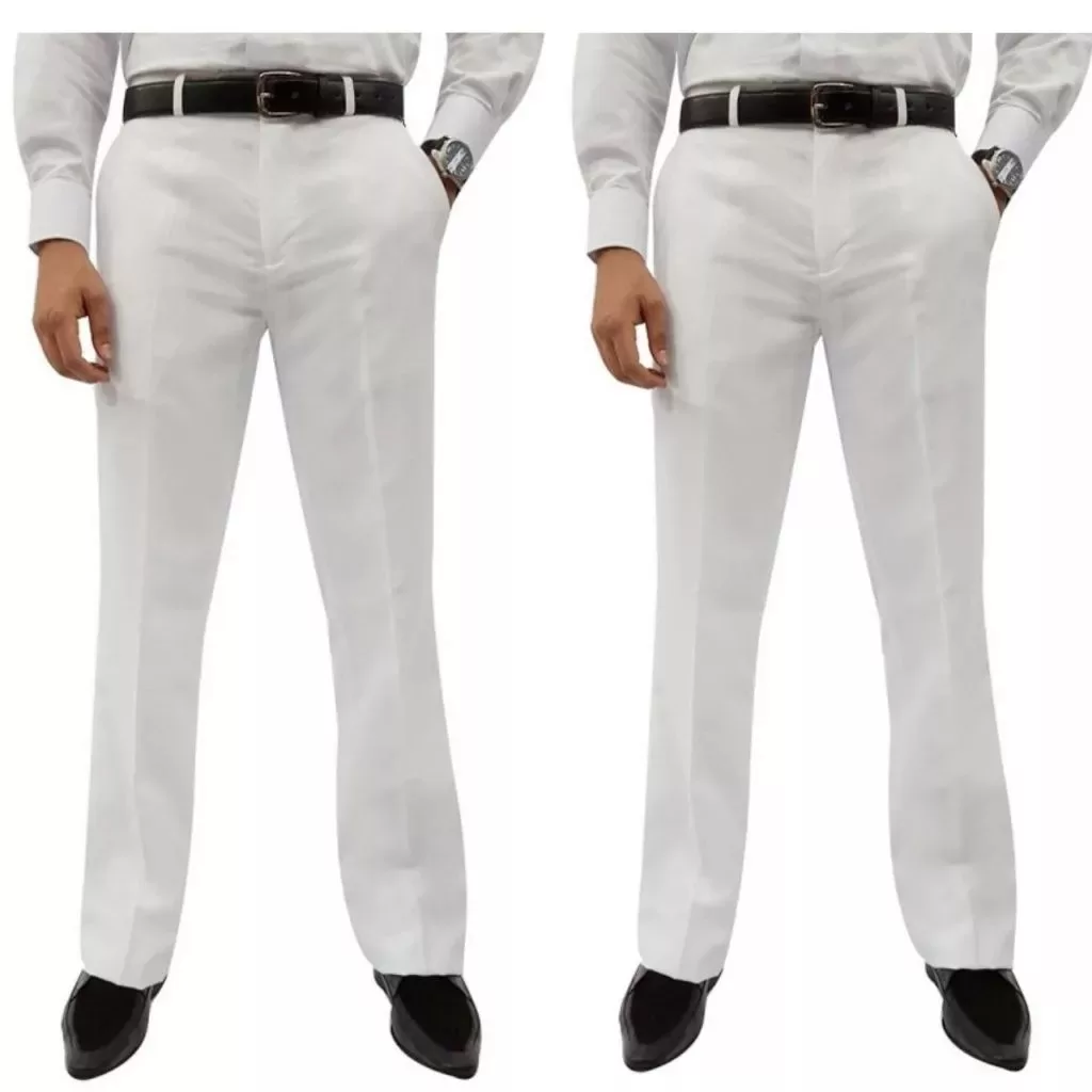 Kit 2 Calça Social Masculina Branca Oxford – Elegância e Conforto