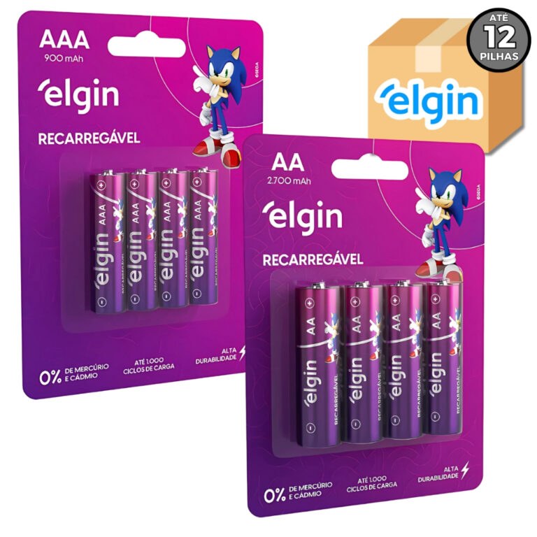 Kit Pilhas Recarregáveis Elgin Sonic Packs AA ou 