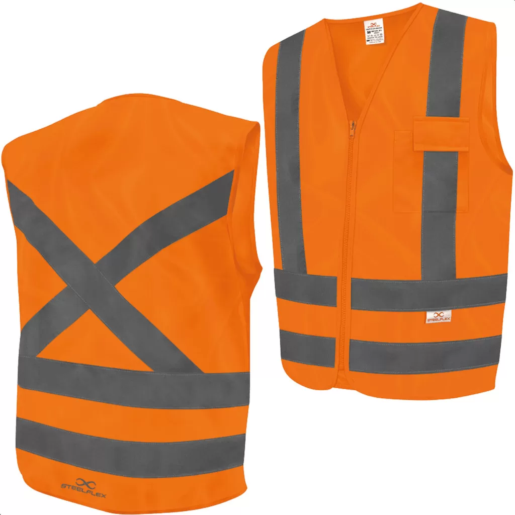 Colete De Segurança Faixa Refletiva Ziper Bolsos Laranja G