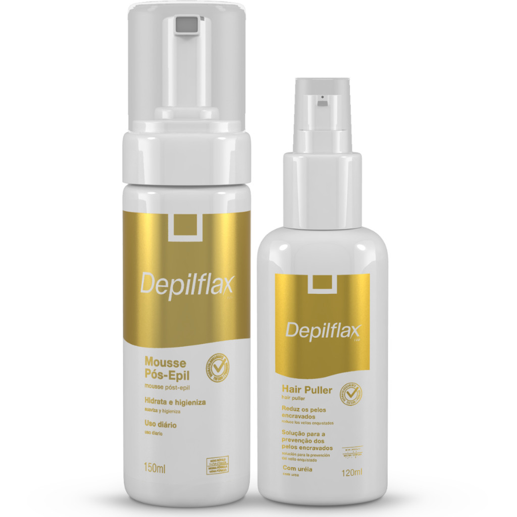 Depilflax Kit Mousse Pós Depilação 150ml Hair Puller Redutor Pelos Encravados 120ml