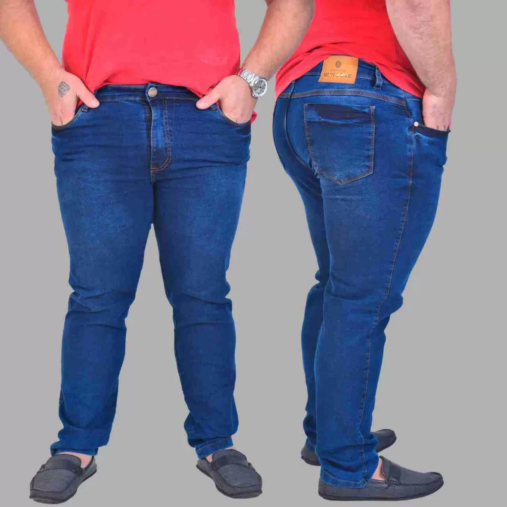 Calça Jeans Masculina Plus Size Elastano Lycra Conforto Trabalho Casual Resistente Tamanhos Grandes