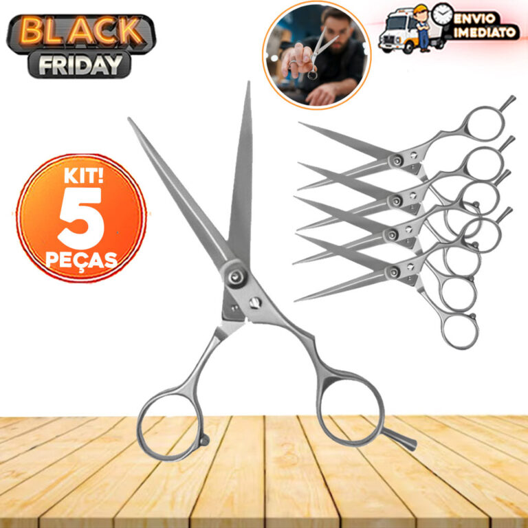 Kit 5 Tesouras Profissionais para Cabeleireiro e B