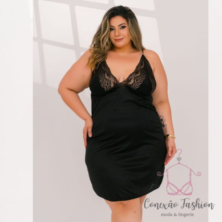 Camisola Sexy Plus Size 4 Cores Renda Delicada Fem