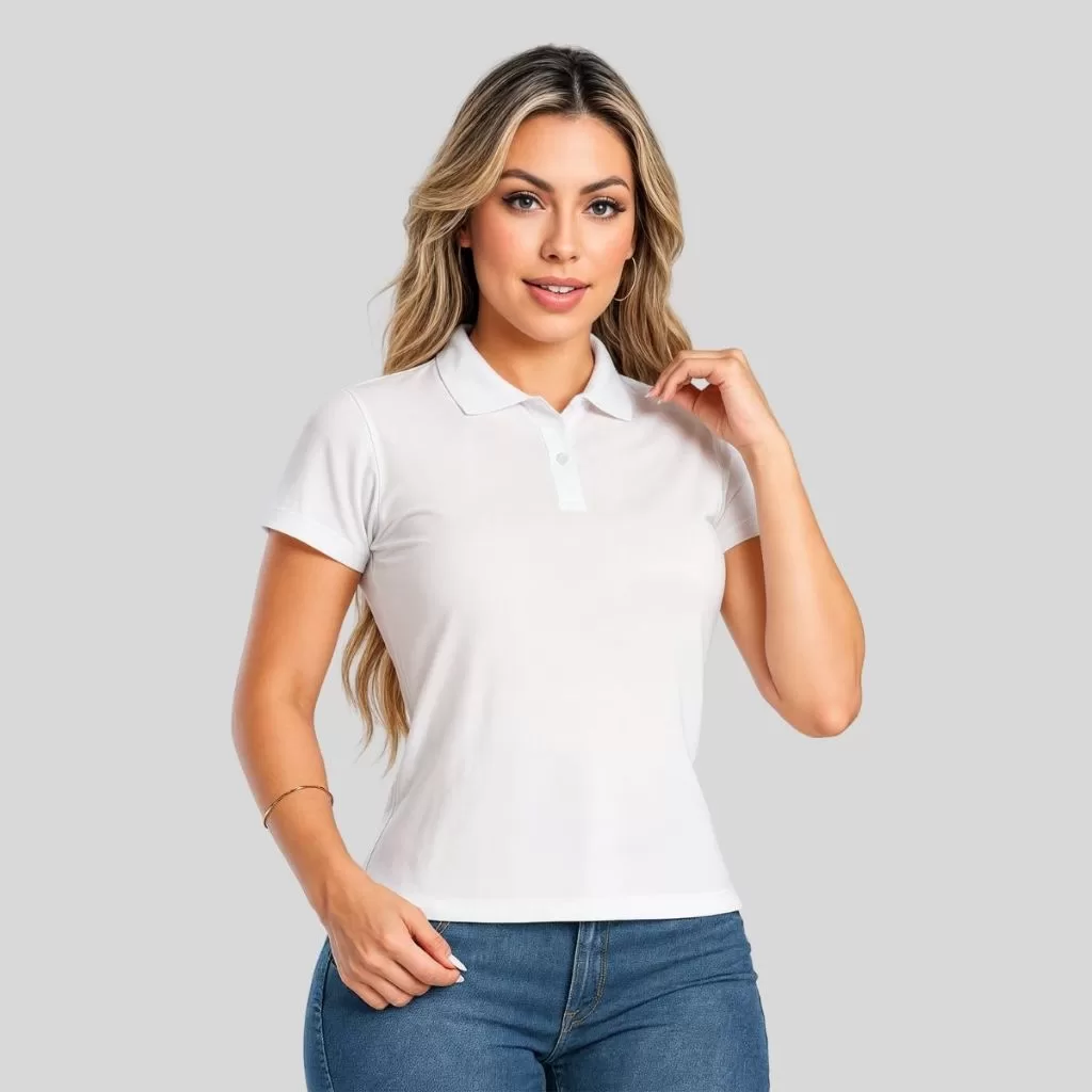 Blusa Gola Polo Feminina Baby Look Gola Polo Algodão Social Trabalho