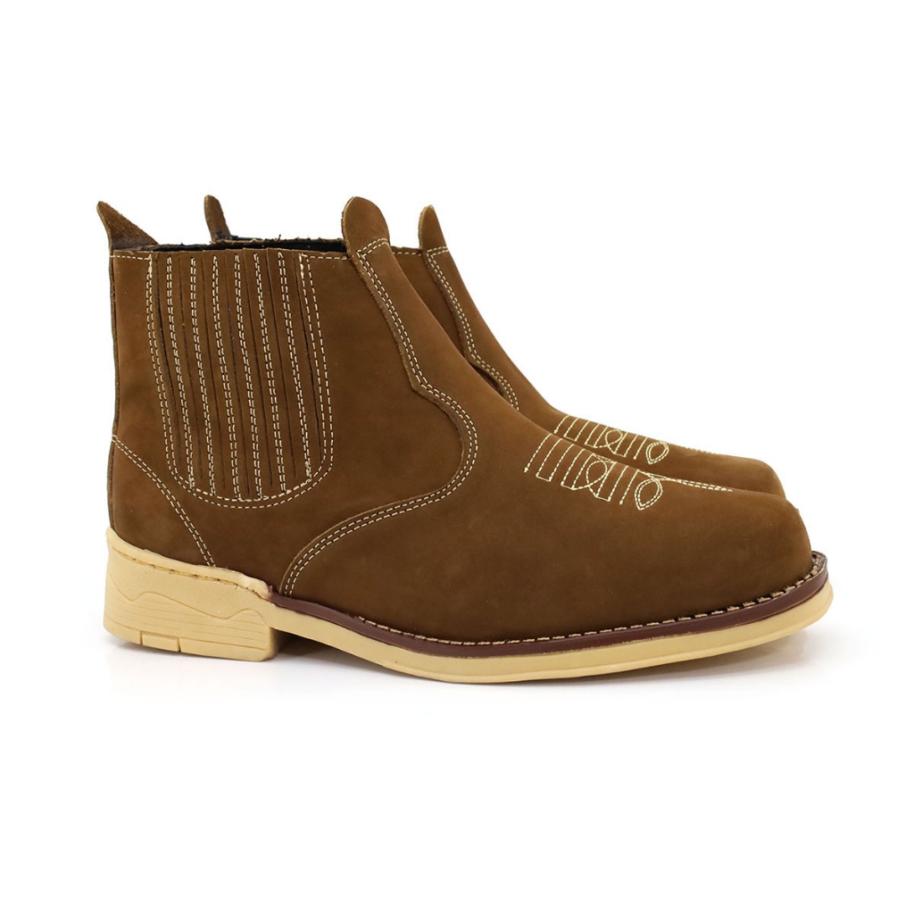 Butina Bota Country Masculina Passeio Trabalho Costurada Couro Legítimo