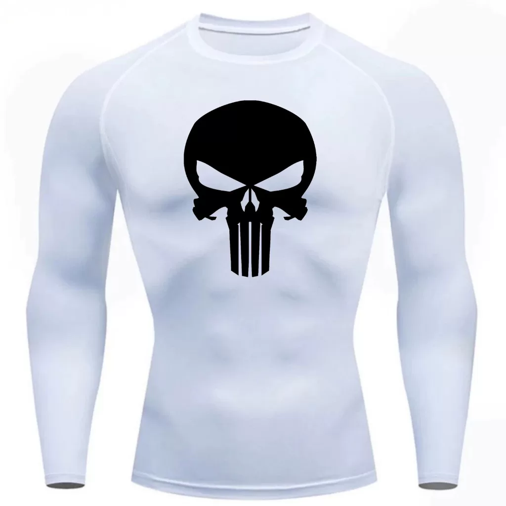 Camisa Compressão Proteção Uv 50+ Estampada Tecido Gelado Segunda Pele Manga Longa Símbolo Justiceir