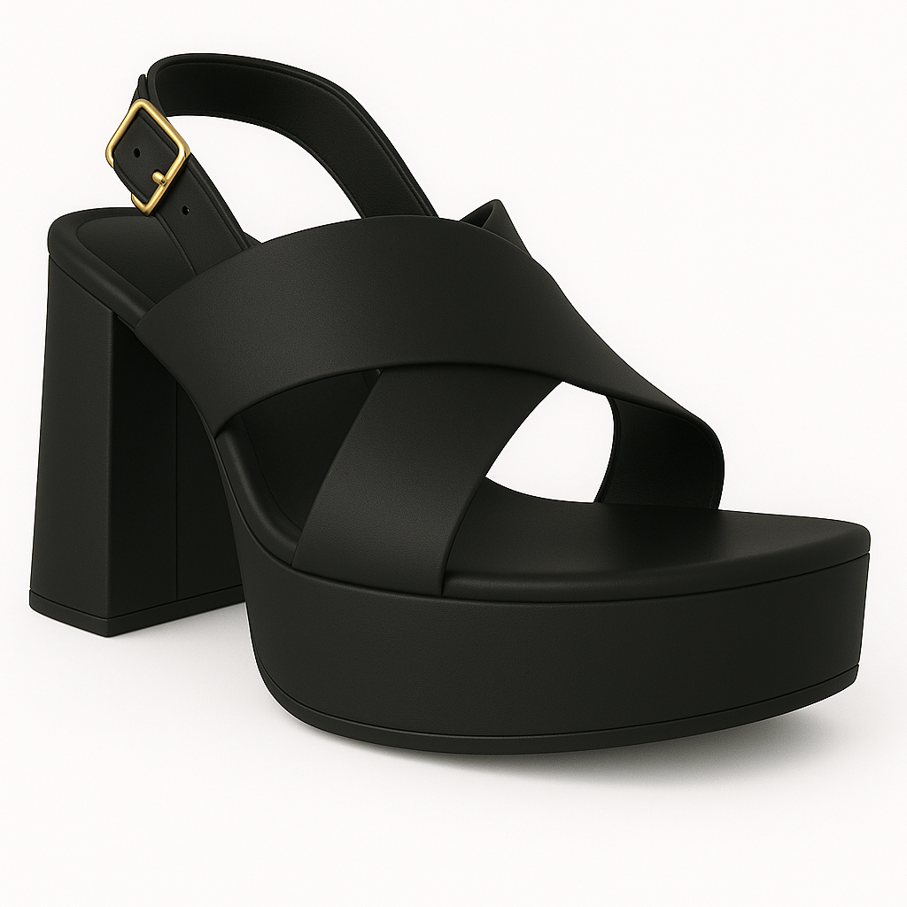 Sandália Tamanco Meia Pata  Salto Alto Confortável Tendência Blogueira