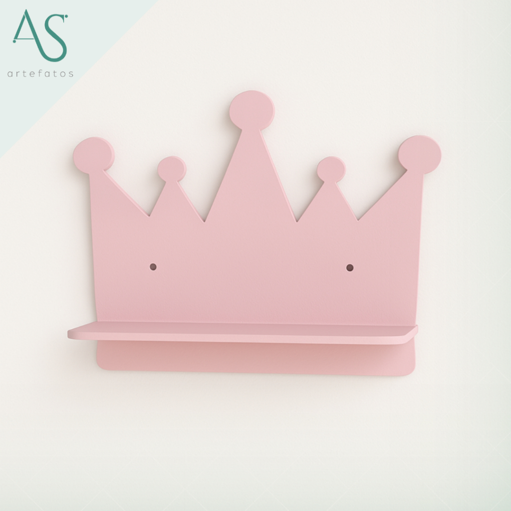 Trio de Prateleiras Coroa Princesa Princípe Em MDF Quarto Infatil