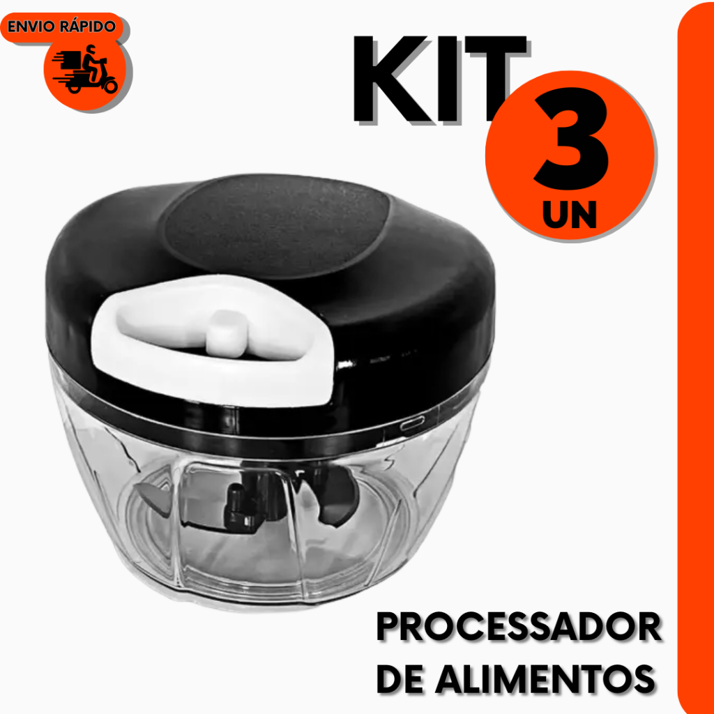 Kit 3 Pçs Processador de Legumes e Alimentos  3 Lâminas Aço Inox P/ Chef de Restaurante Cozinha Bar