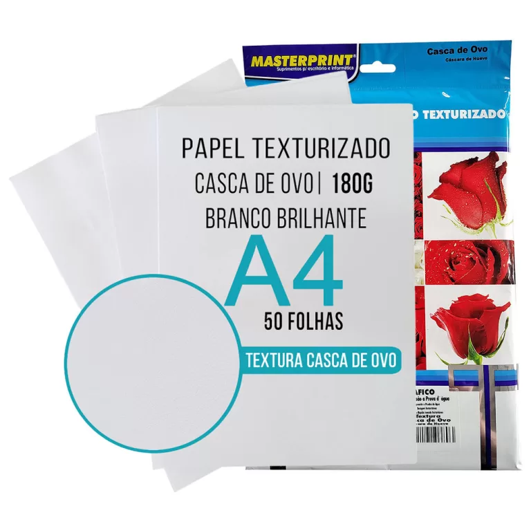 Papel Textura Casca de Ovo 180g A4 Glossy Branco B