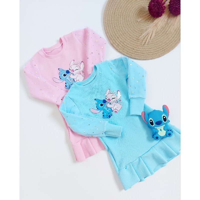 Vestido Infantil menina do Stitch, meia estação e inverno.