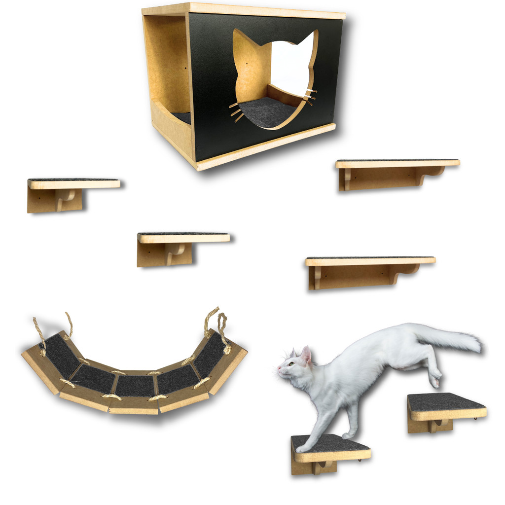 Playground Gato 8pçs Super Resistente Montado Parafusado Parque Gato Playground