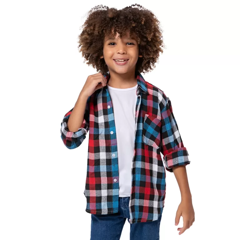 Camisa Xadrez de Flanela Infantil Menino Festa Jun