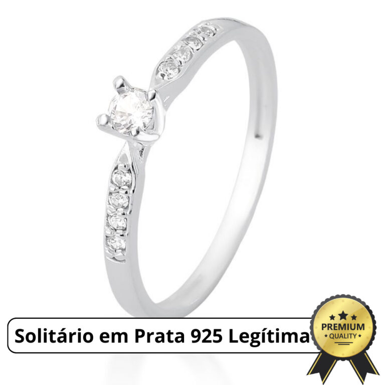 Anel Solitário Prata 925 Legítima Zircônia Crav