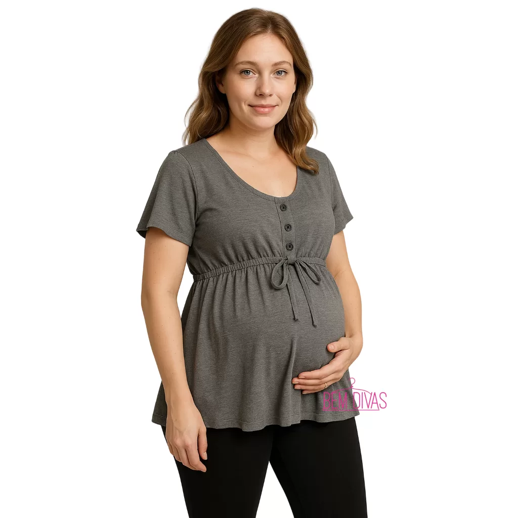 Bata para Gestantes com Botões para Amamentar