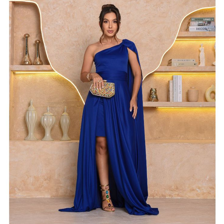 Vestido Feminino Longo com Capa Festa Casamento Ma