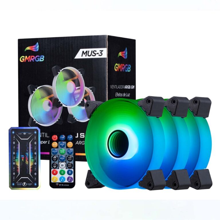 Kit 3 Fans Cooler Led Ring Rgb 120mm Ventoinha Gab