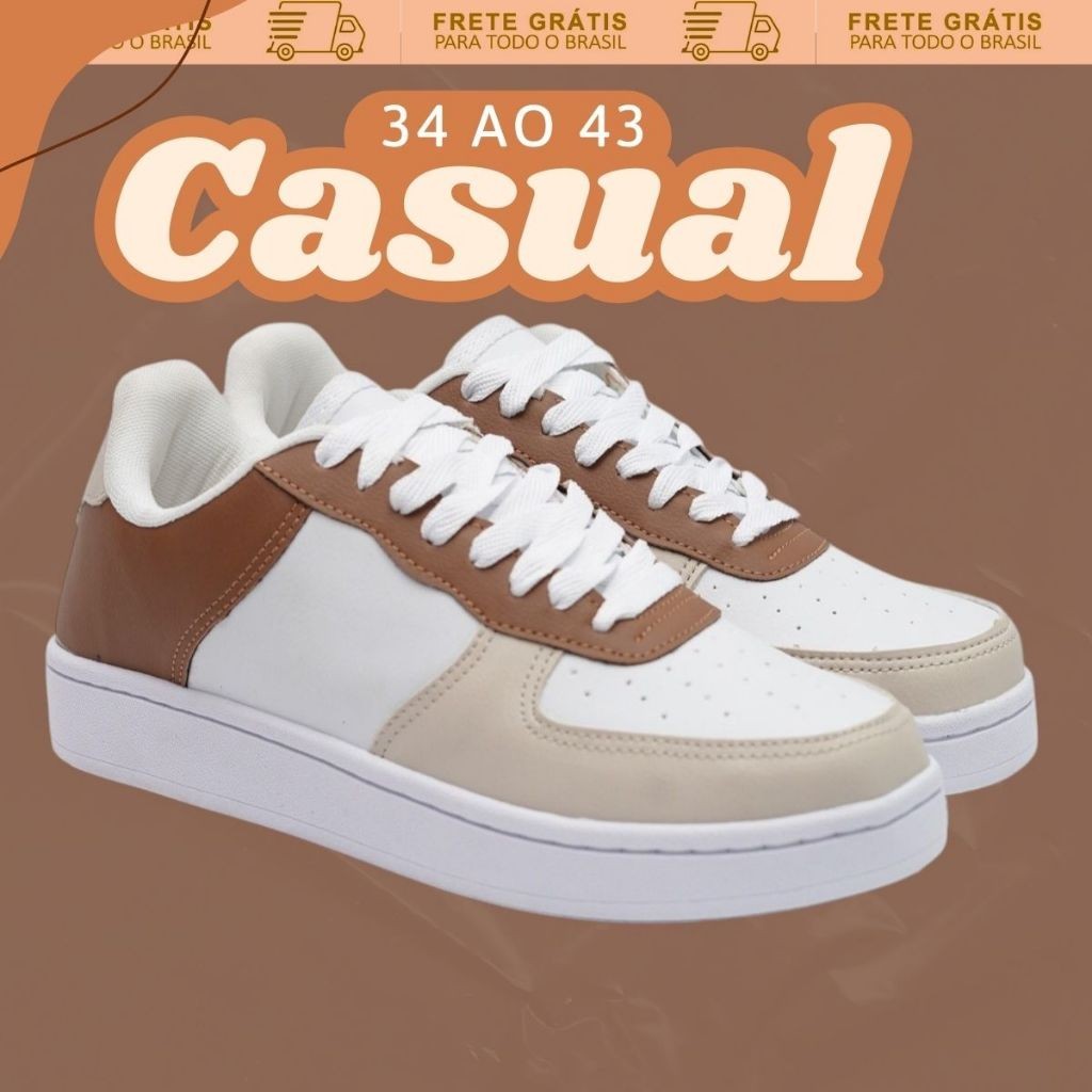 Tênis PROMOÇÃO Várias Cores Casual Feminino Branco 34 ao 43 Barato e Confortável – Envio Rápido