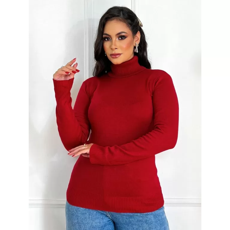 Blusa De Frio Cacharrel Feminina Gola Alta Trico V